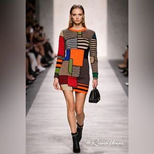 Moschino Wool Patchwork Sweater Dress – Iconic Statement Piece